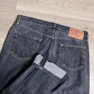 Vintage 90s Levi's 501 Black Denim Jeans Mens 36x36 Straight Button Fly USA Made